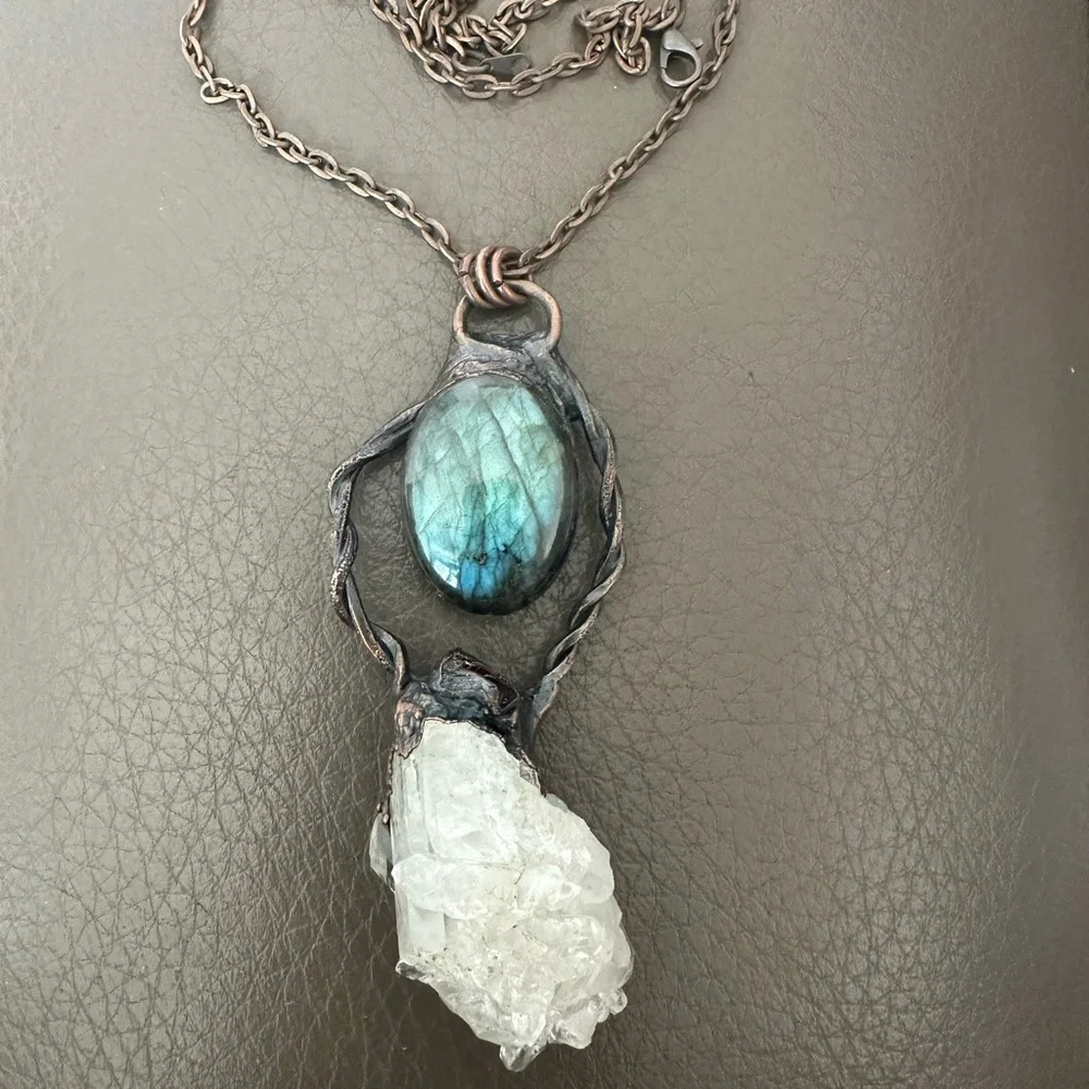 Wow Stunning Quartz Labradorite Necklace 20%off - Picture 6 of 6